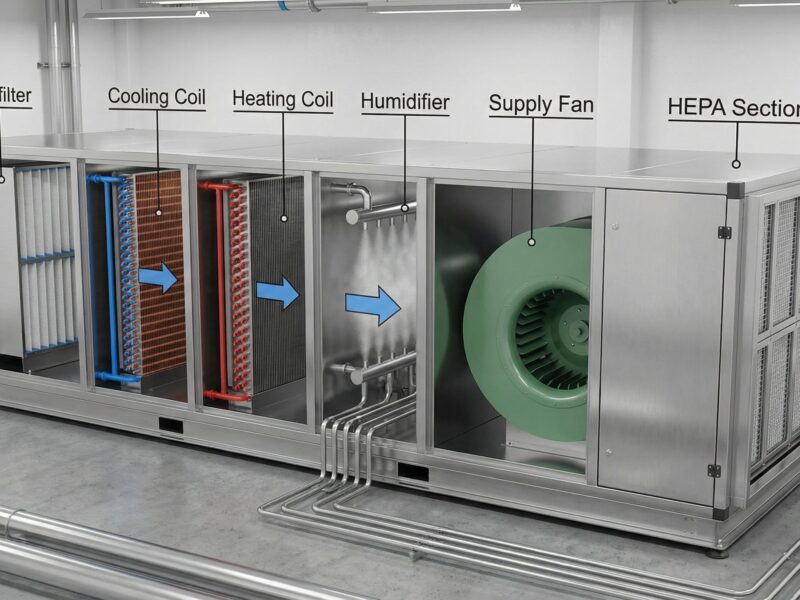 Internal Components of a Specialized Cleanroom Air Handling Unit